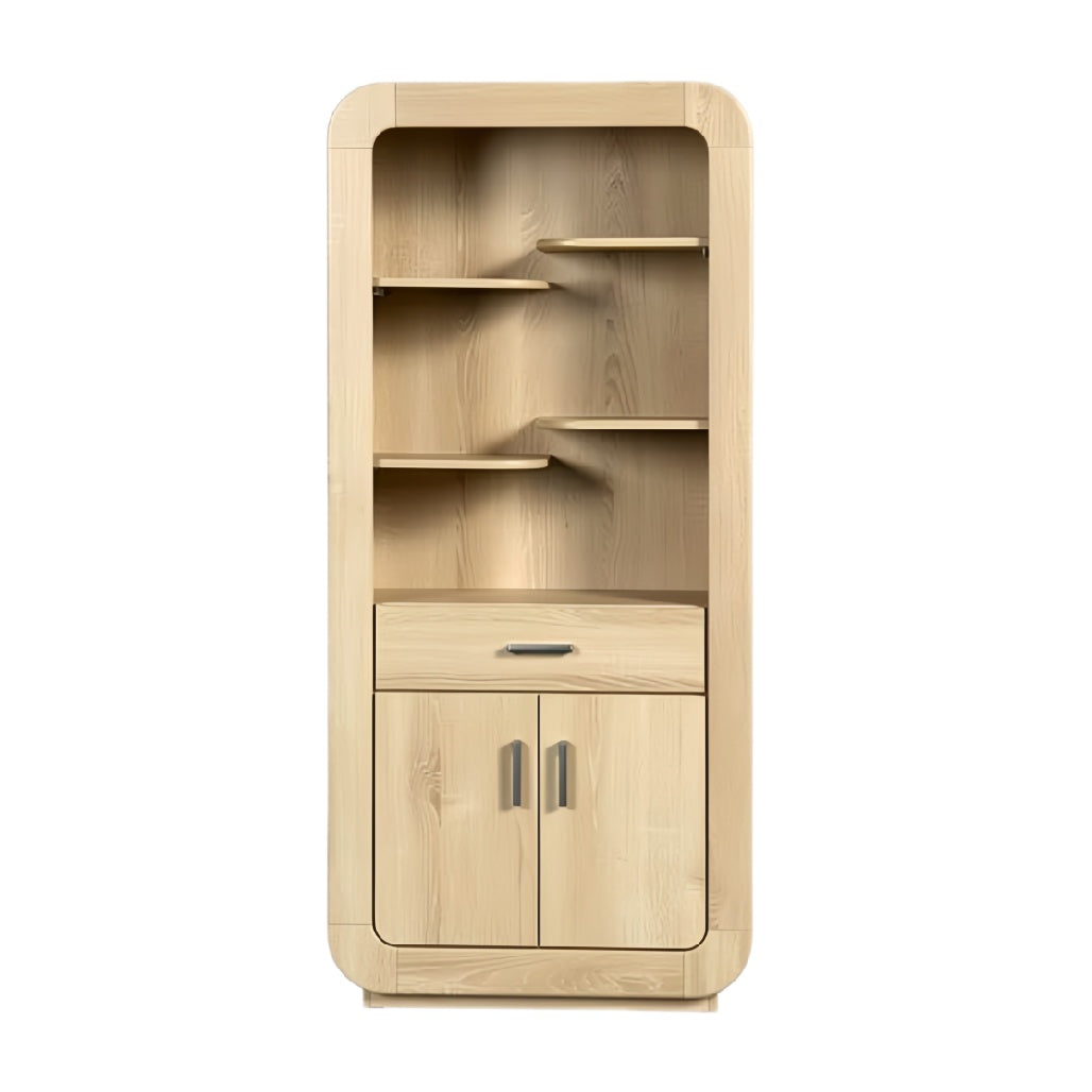 **Technische titel in het Nederlands:** "Moderne houten boekenplank met open planken en lade"
