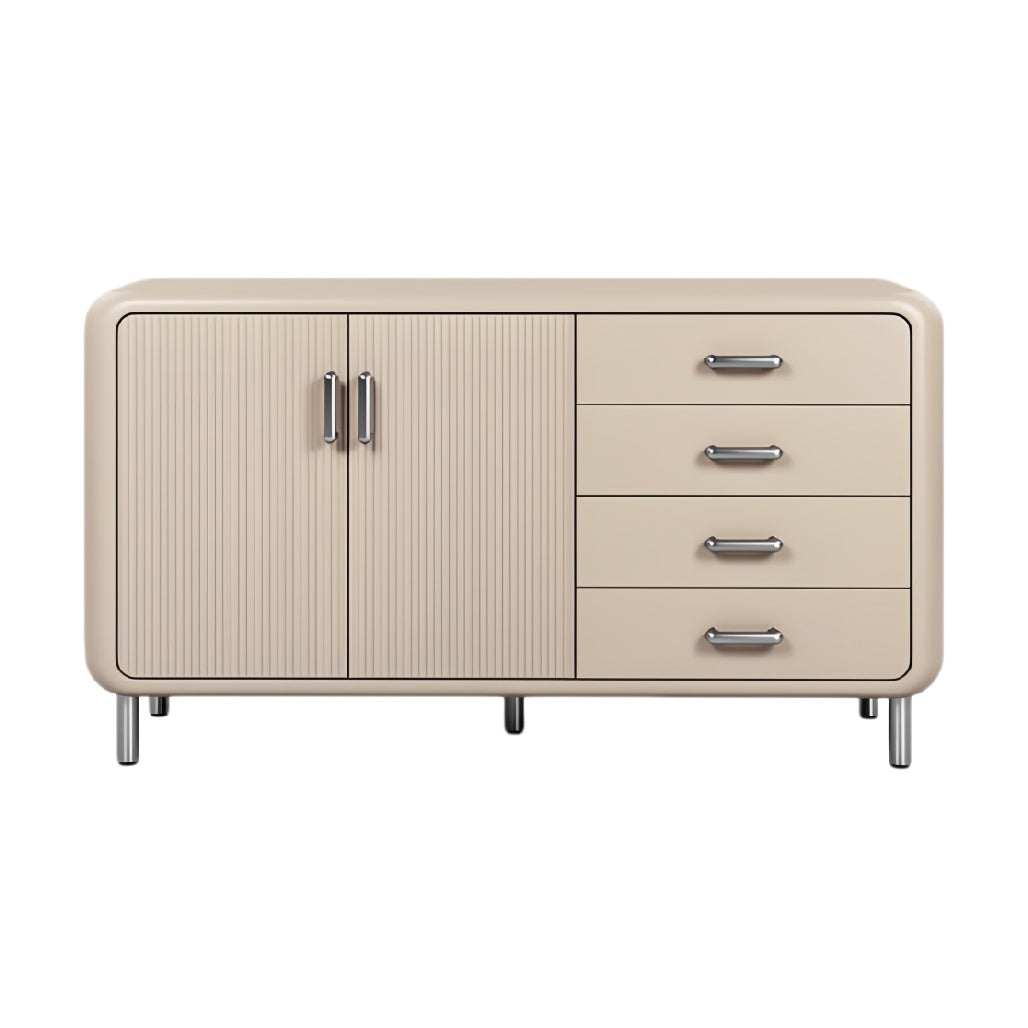 **Technische titel in het Nederlands: Eenvoudige Beige Kast met Gladde Deuren en Lades**