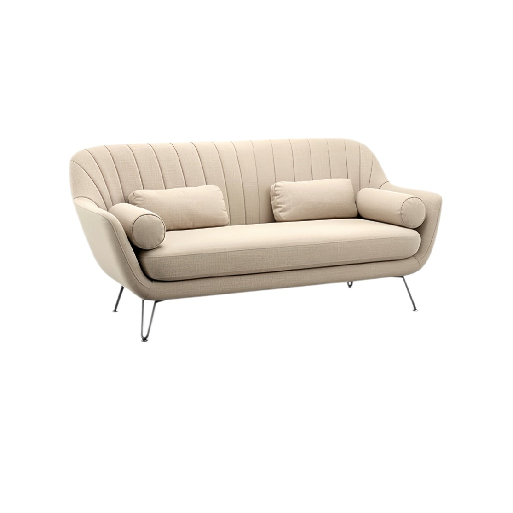 **Modern gestoffeerde bank met retro design en slanke poten**