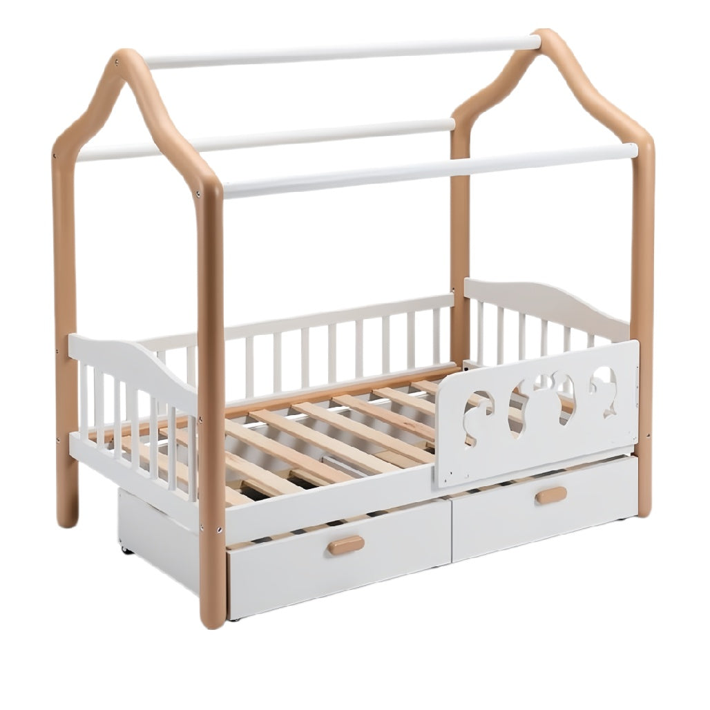 **Technische titel in het Nederlands: Moderne kinderbed met opberglades en houten frame**