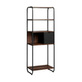 **Moderne open boekenkast met metalen frame en houten planken**